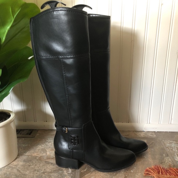 tommy hilfiger buckle high boot stretch